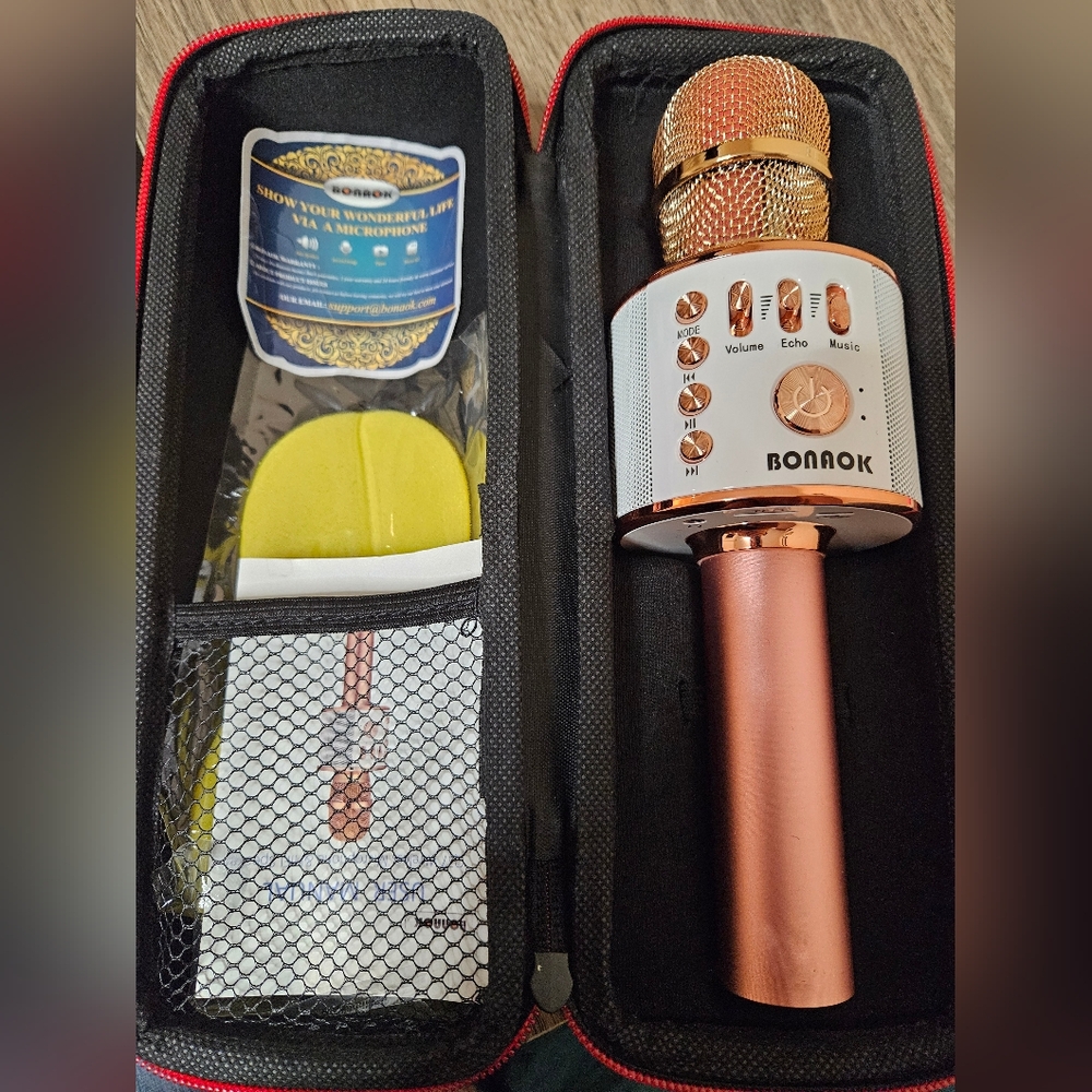 BONAOK rose Gold and Silver Wireless Microphone